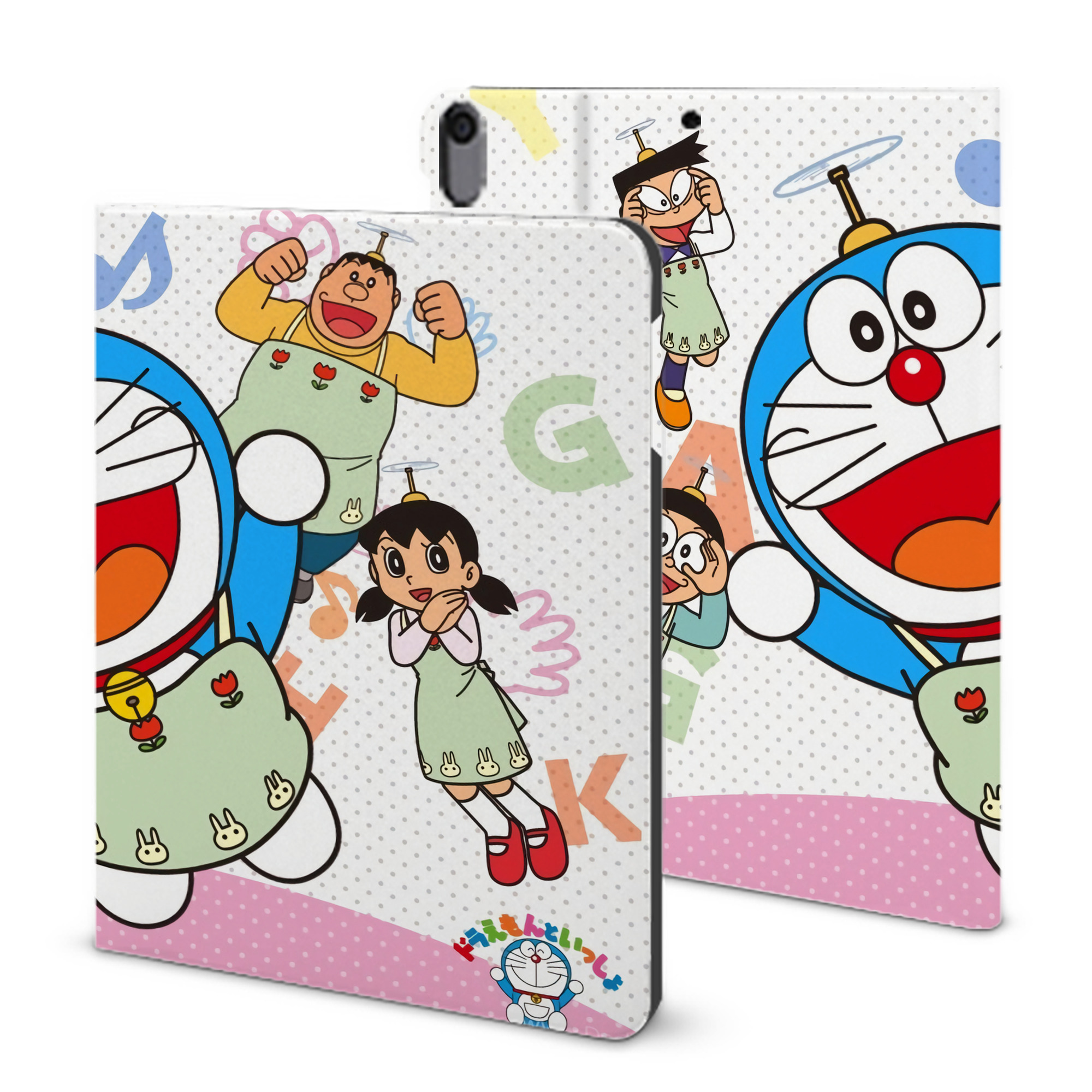 （画像用） ドラえもん Doraemon IPad ケース ブック型 PUレザー TPU 耐衝撃 軽量 薄型 ペン収納なし 全面保護 IPad 各モデル対応